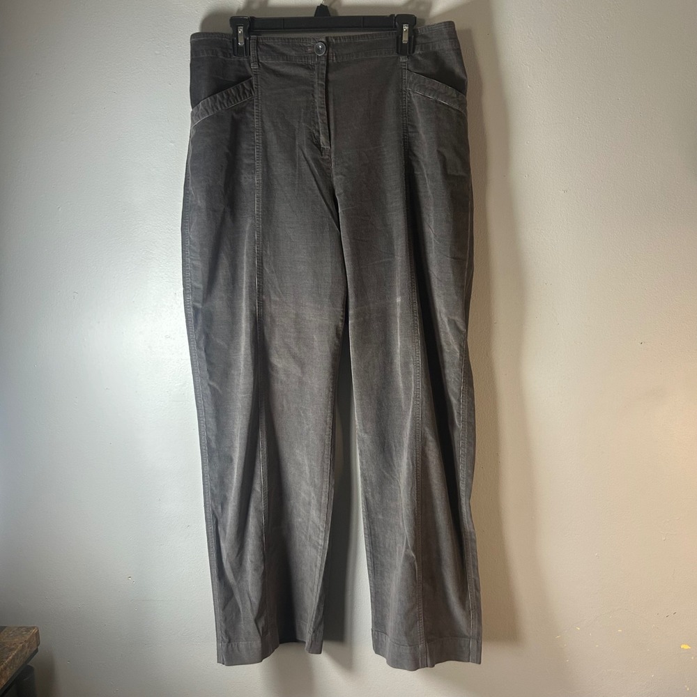J Jill Corduroy Pants Women 14‎ Gray Straight Leg Elastic Waist Casual Comfort
